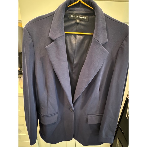 Boston Proper Jackets & Blazers - Boston Proper Navy Blue Single Button Stretch‎ Blazer Jacket Womens Size 18